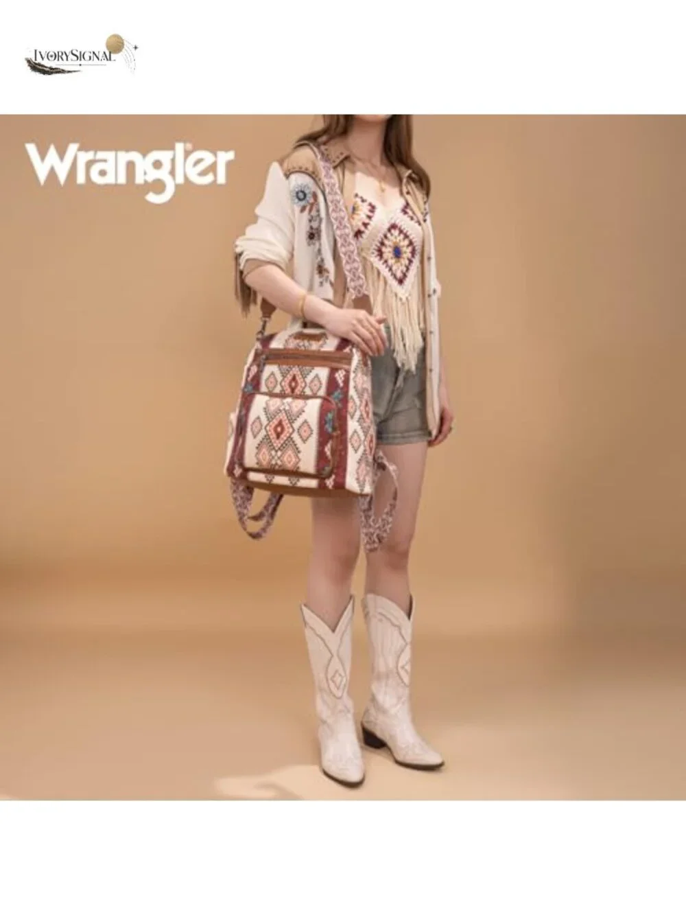 Convertible Backpack Purse with Aztec Embroidery, Hidden Pocket, Multi-Pocket